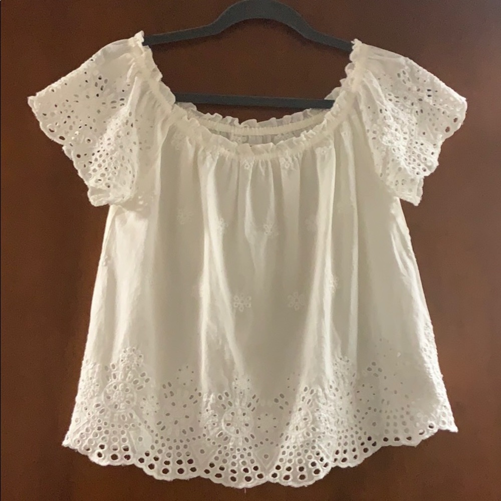 Hollister White Off the Shoulder Shirt
